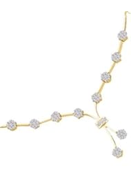 1.00CTW DIAMOND FLOWER NECKLACE 14K Yellow-gold Real Charm Pendant