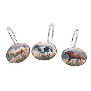 Horses Shower Curtain Hooks - Set of 12