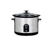 West Bend 85156 6-Quart Round Crockery Cooker, Stainless Steel/Black