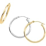 14K White Gold Hoop Earring