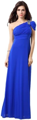 Elegant One Shoulder Long Evening Dress for Women LC120380 Blue US 2
