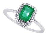 1.02ct Emerald Cut Genuine EmeraldRing with Diamond in 14Kt White Gold
