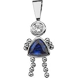 Genuine IceCarats Designer Jewelry Gift 14K White Gold Girl Pendant W/Cz & Trillion Imitation Birthstone. September Girl Pendant W/Cz & Trillion Imitation Birthstone In 14K White Gold