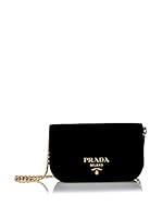 Prada Bandolera Velure Cross Body Ovale W Chain (Negro)