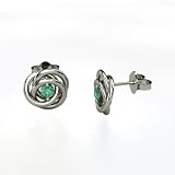 Interlocking Ring Earrings, Earrings in Sterling Silver with Emerald