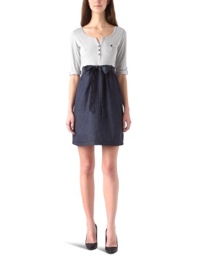TOM TAILOR Denim Damen Kleid (mini), 50117900071/Material Mix Denim Dress, Gr. 36 (S), Gra Preisvergleich