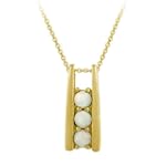 18k Gold Plated Sterling Silver Created Opal Three-Stone Ladder Pendant , 18"