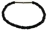 Neptune Giftware Mens Black Plaited Leather Strap Magnetic Surf Wristband Bracelet - 45