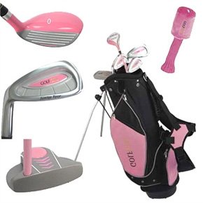 Golf Girl LEFTY Junior Club Set for Kids Ages 4-7 w/Pink Stand Bag