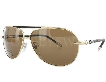 Korean Fashion : Chrome Hearts Muncher Gold-tone Brown Sunglasses Online