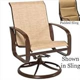 Martinique Padded Sling Swivel Rocking Dining Chair - Aluminum Patio Furniture