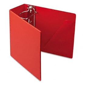 Heavyweight Vinyl SlantD Ring Binder With Finger Hole 5 Capacity Red