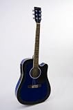 Austin Bazaar 41 Blue Cutaway Acoustic Electric Guitar with Gig Bag and Accessories