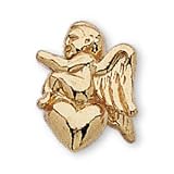 The Perfect 14K Yellow Gold Heart and Angel Pin - Small