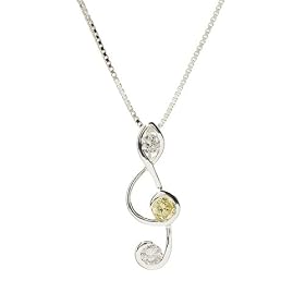 Buy Sterling Silver Cubic Zirconia Music Note Pendant Necklace made by 1 now!