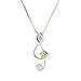 Sterling Silver Cubic Zirconia Music Note Pendant Necklace