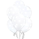 12 Clear and White Polka Dot Balloons!