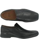 Clarks- Black stitched toe slip on shoes