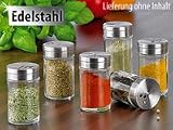 Stilvolles Gew�rzstreuer-Set aus Glas, mit Edelstahl-Deckel, 6-teilig