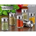 Stilvolles Gew�rzstreuer-Set aus Glas, mit Edelstahl-Deckel, 6-teilig