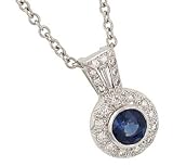 Diamond (.50cttw) & Sapphire (1.44cttw) Pendant w/ Chn