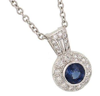 Diamond (.50cttw) & Sapphire (1.44cttw) Pendant w/ Chn