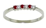 Genuine Six Diamond & Ruby 14k Gold Half Eternity Anniversary Ring