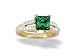14K Yellow Gold Square Created Emerald and Diamond Engagement Ring