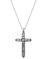 0.925 Sterling Silver Cross pendant and 16, 18, 20 or 24 inch 1.7mm rope chain necklace