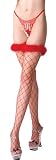 LYCRA BIG DIAMOND NET THIGH HI WITH MARABOU TRIM