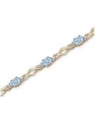 10K Yellow Gold Oval Aquamarine and Diamond Bracelet