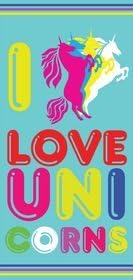 I Love Unicorns Beach Towel