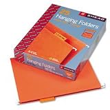 Smead 64065 Hanging folders, recycled, letter size, orange, color-matched 1/5 tabs, 25/box
