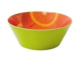 Present Time Bowl orange print melamine lime green 14.5cm diameter