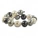 Sterling Silver Ringed White, (Dyed) Black and Grey Fresh Water Cultured Pearl Cuff Bracelet - 8"