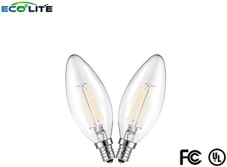 3.5 Watt-2700K-Warm White-Torpedo-Candelabra-E12-Dimmable-LED Filament Lights Bulbs-Equivalent 40 Watt Traditional Bulbs- Incandescence Bulb Replacement- 2 pack