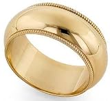 14K Gold Milgrain Heavy Classic-Fit Wedding Band, 8mm Wide