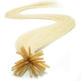 25 Strands Straight Keratin I Stick Tip Human Hair Extensions Color #613 (Platinum Blonde)