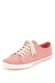 Lace-Up Contrast Stitch Canvas Shoes