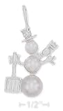 Sterling Silver High Polish 29mm Triple Pearl Snowman Charm