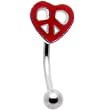 Red Peace Heart Eyebrow Ring