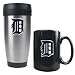 Detroit Tigers Stainless Steel Travel Tumbler and Black Ceramic Mug Set (Primary Logo)