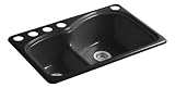 KOHLER K-5839-5U-7 Woodfield Smart Divide Undercounter Kitchen Sink, Black Black