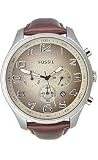 Fossil Dress Collection Chronograph Leather Strap Taupe Dial Men's watch #FS4515