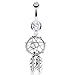 Clear Dream Catcher Belly Ring Dream Catcher Woven Star Design-Bead & Feathers Fancy Navel Ring 14G