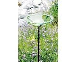 Glass Bird Bath Bowl Iron Light Green