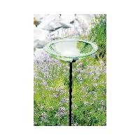 Glass Bird Bath Bowl Iron Light Green by Achla
