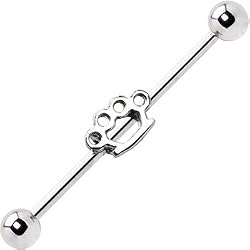 Surgical Steel Brass Knuckles Industrial Barbell Earring