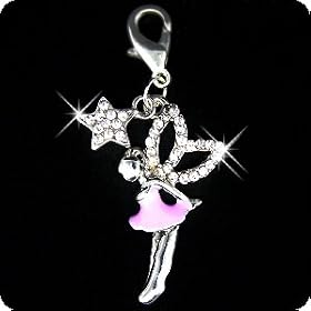 PURELY CHARMING Enameled Pet Charm/Pendant with Handset Swarovski Crystals – Tinkerbell & Star