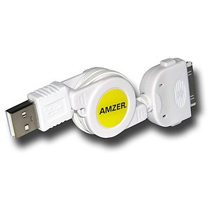 High Quality Amzer Usb Retractable Sync Charge Data Cable White For Iphone 4 Cdma Iphone 4 Reduce Clutter